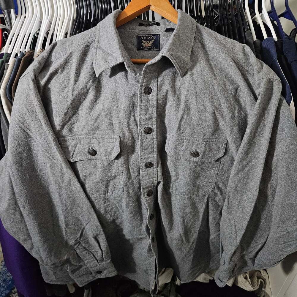 Arrow Workwear Chamois Shirt Size XXL Gray Flannel Long Sleeve